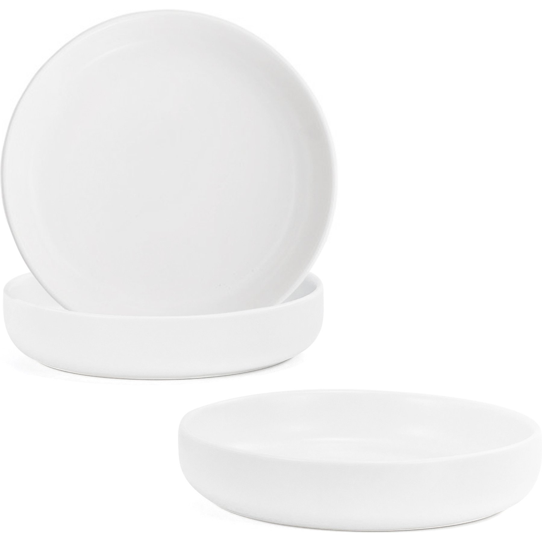 SpunkyJunky Modern Cute Weighted Food Water Ceramic Wide Small Dog & Cat Dish Set, 10.1-oz, 3 count, White