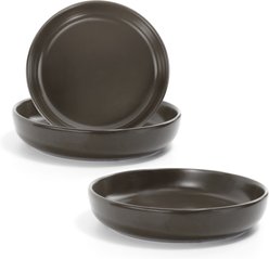 SpunkyJunky Modern Cute Weighted Food Water Ceramic Wide Small Dog & Cat Dish Set, 10.1-oz, 3 count, Gray