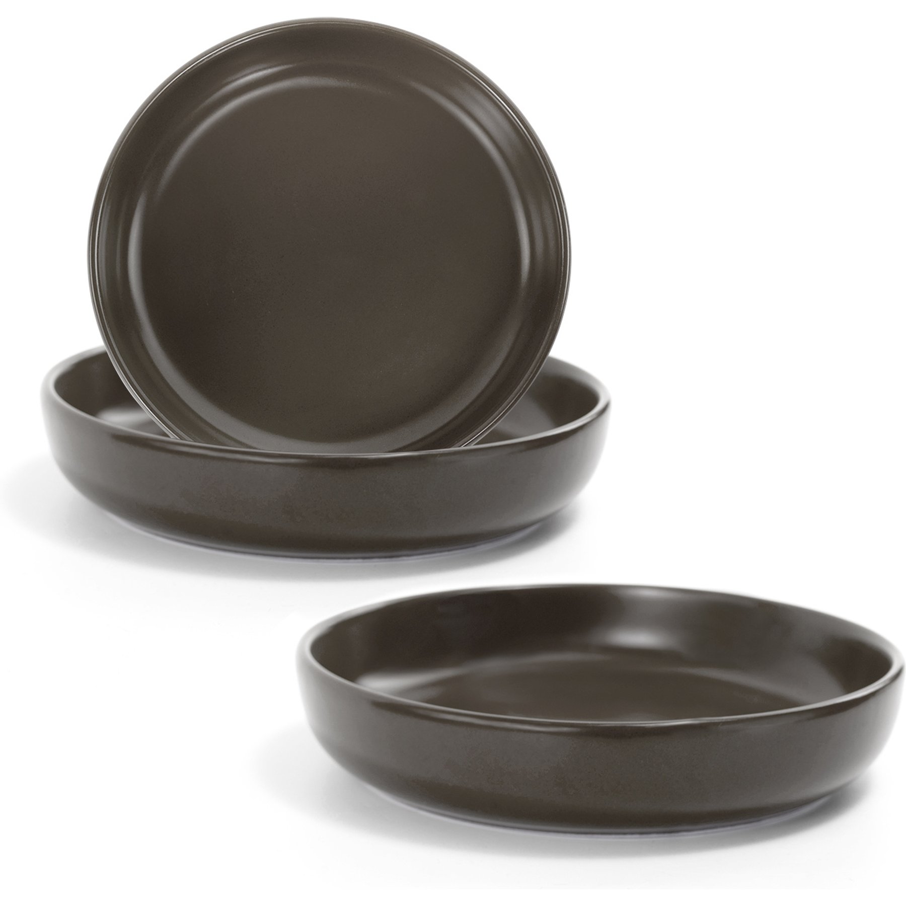 SpunkyJunky Modern Cute Weighted Food Water Ceramic Wide Small Dog & Cat Dish Set, 10.1-oz, 3 count, Gray
