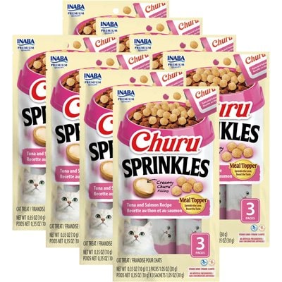 Inaba Inaba Churu Sprinkles Tuna & Salmon Recipe Grain-Free Cat Treats, 0.35-oz tube, 24 count