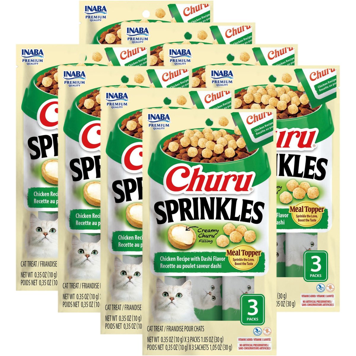 Inaba Churu Sprinkles Chicken Recipe with Dashi Flavor Grain-Free Cat Treats, 0.35-oz tube, 24 count