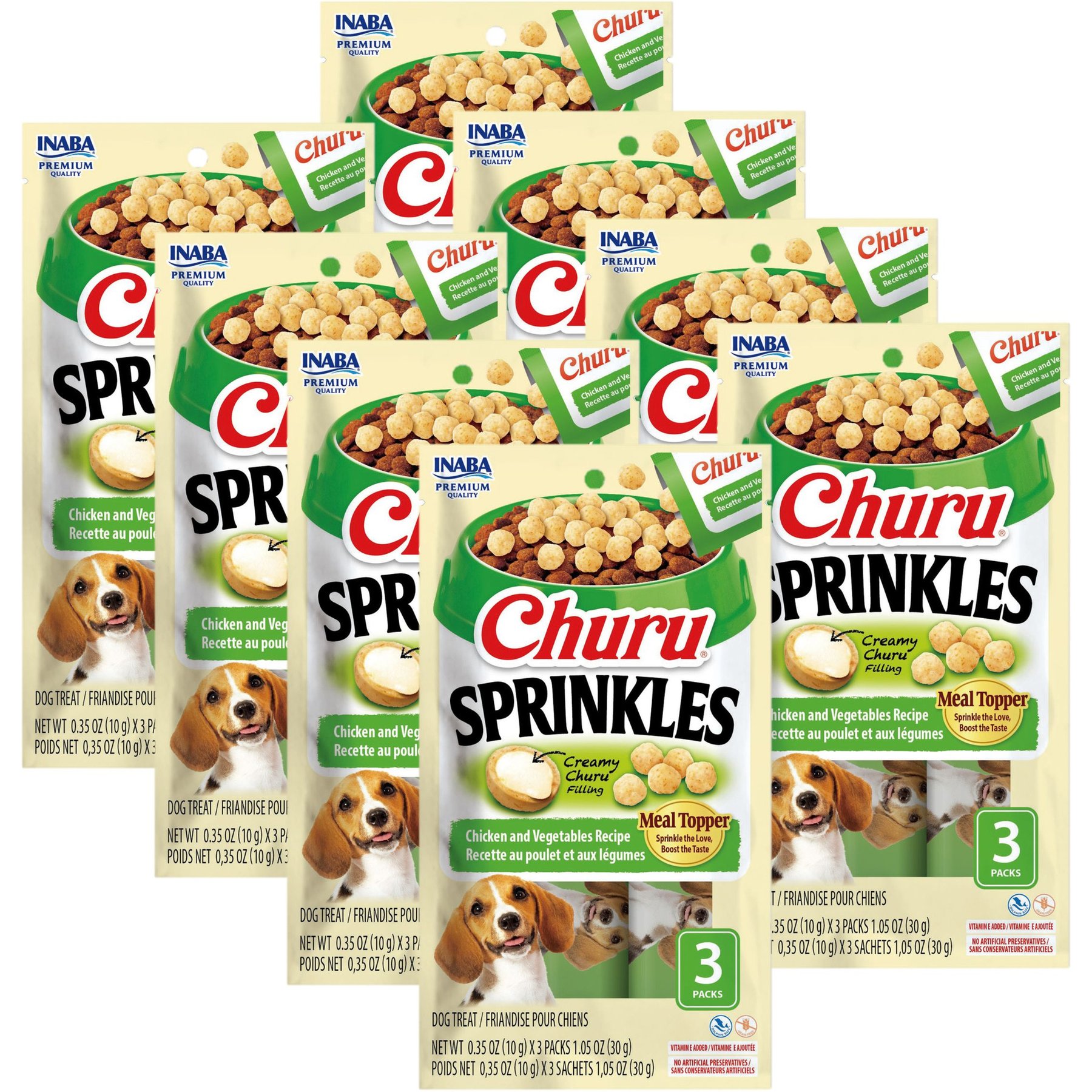 Inaba Churu Sprinkles Chicken & Vegetable Recipe Grain-Free Soft & Chewy Dog Treats, 0.35-oz tube, 24 count