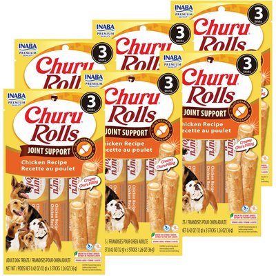 Inaba Inaba Churu Rolls Joint Support Chicken Recipe Grain-Free Soft & Chewy Dog Treats, 0.42-oz tube, 18 count