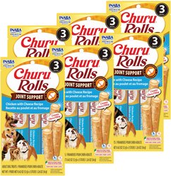 Inaba Churu Rolls Joint Support Chicken with Cheese Recipe Grain-Free Soft & Chewy Dog Treats, 0.42-oz tube, 18 count