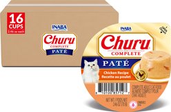 Inaba Churu Complete Chicken Recipe Grain-Free, High Moisture Pate Wet Cat Food, 2.46-oz cup, case of 16
