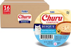 Inaba Churu Complete Chicken Recipe with Cheese Bisque Grain-Free, High Moisture Wet Cat Food, 2.46-oz cup, case of 16