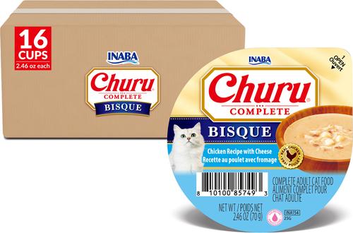 Inaba Churu Complete Chicken Recipe with Cheese Bisque Grain-Free, High Moisture Wet Cat Food, 2.46-oz cup, case of 16