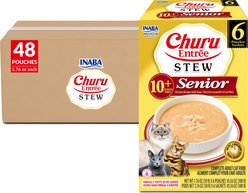Inaba Churu Entrée Senior Chicken Recipe with Tuna Grain-Free, High Moisture, Prebiotic Stew Wet Cat Food, 1.76-oz pouch, 48 count