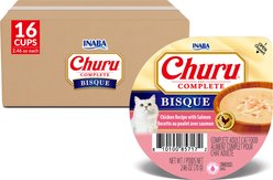 Inaba Churu Complete Chicken Recipe with Salmon Bisque Grain-Free, High Moisture Wet Cat Food, 2.46-oz cup, case of 16 slide 1 of 2