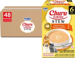 Inaba Churu Entrée Chicken Recipe Grain-Free, High Moisture, Prebiotic Stew Wet Cat Food, 1.76-oz pouch, 48 count