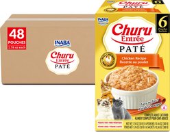 Inaba Churu Entrée Chicken Recipe Grain-Free, High Moisture, Prebiotic Pate Wet Cat Food, 1.76-oz pouch, 48 count
