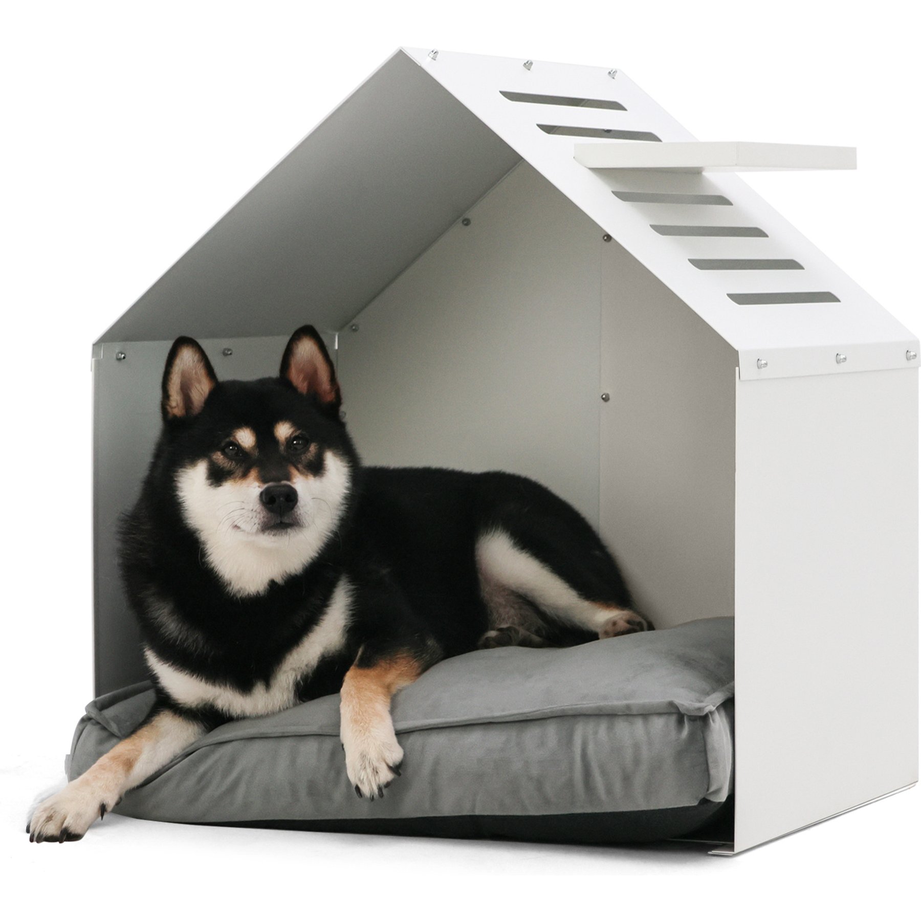 RYPetmia Sturdy Indoor Dog House with Washable Removable Cushion, White