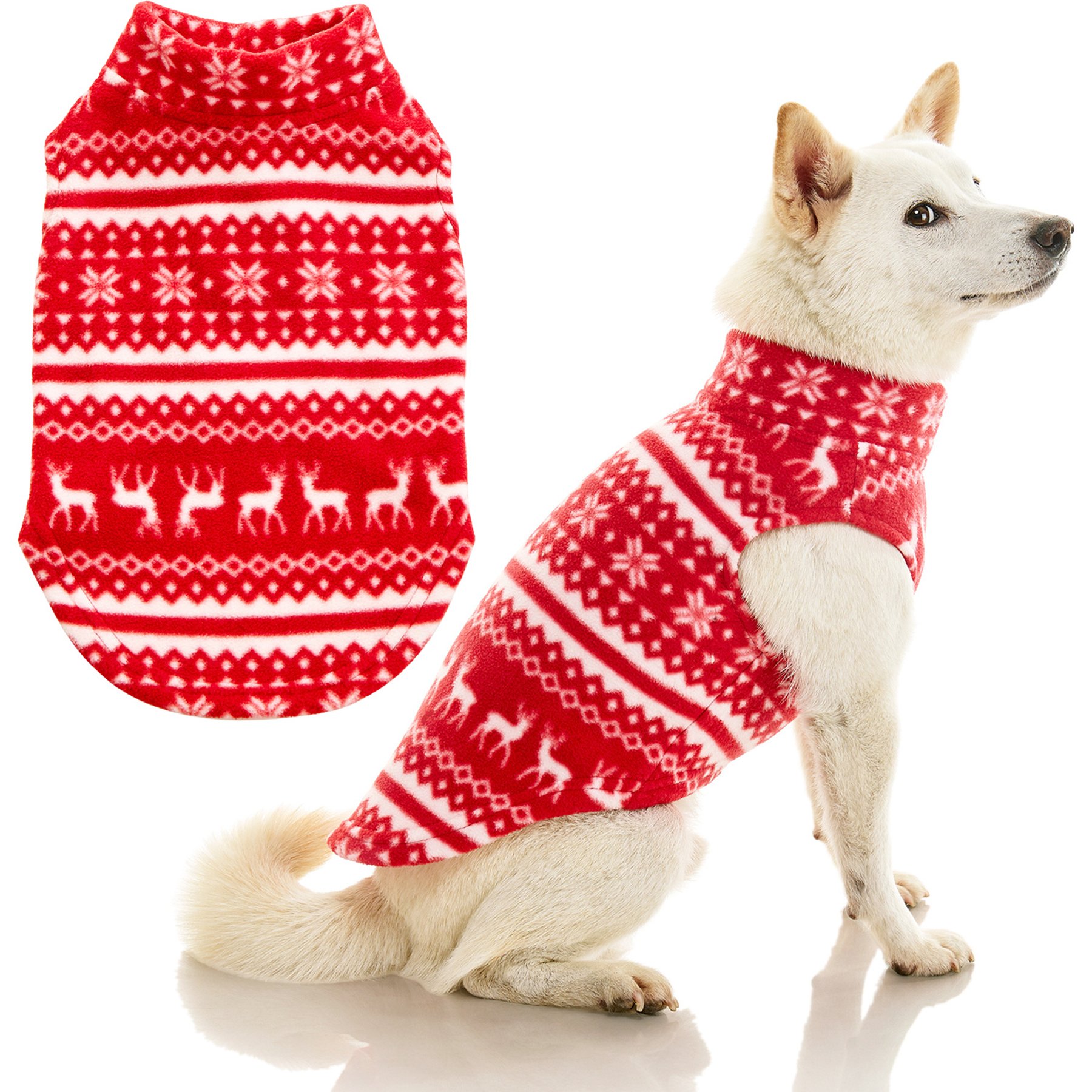 Gooby Stretch Fleece Dog Sweater Vest, Reindeer Red, XXXXXX-Large: 34.5-in chest