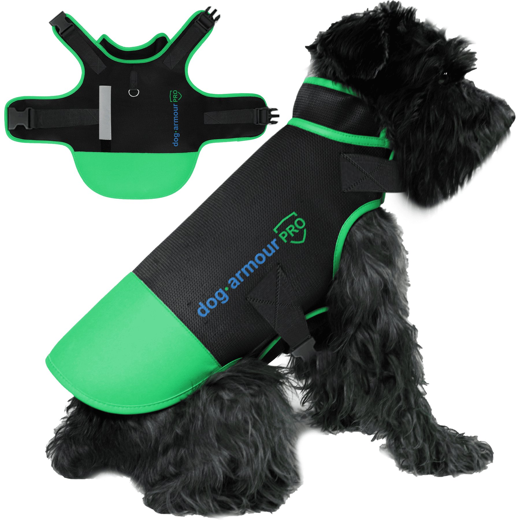 Dog Armour PRO Anti-Bite Protective Dog Vest, Green, Medium