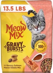 Meow Mix Gravy Bursts Savory Salmon Flavor Mix Gravy Filled Dry Cat Food, 13.5-lb bag