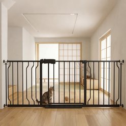 WAOWAO Extra Wide Pressure Mounted Adjustable Metal Pet Dog Gate, 53-63-in, Black