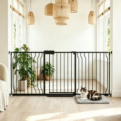 WAOWAO Extra Wide Pressure Mounted Adjustable Metal Pet Dog Gate, 44-53-in, Black