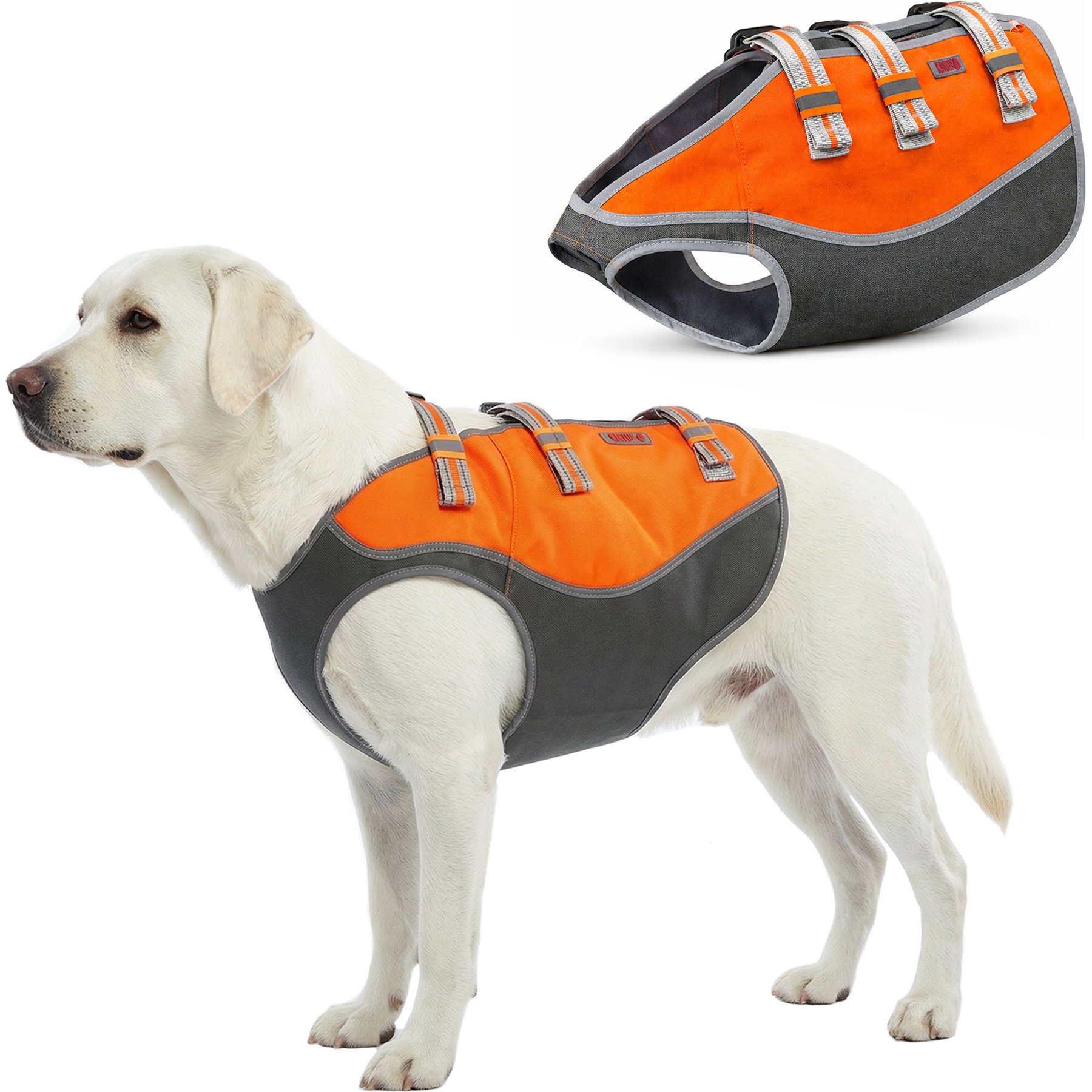 KONG Sport Hunter Polyster Dog Safety Vest, Blaze Orange /Charcoal, Large