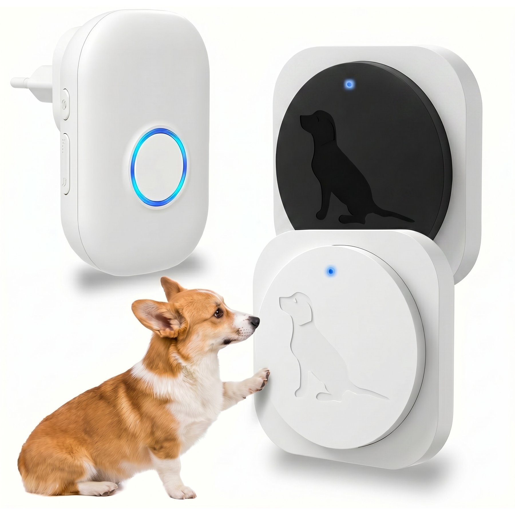 MEGAPAWS Waterproof Wireless Smart Potty Training Dog Doorbell, 2 count, White