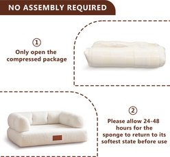 ATJafurn Modern Orthopedic Furniture Style Sofa Dog Bed with Leather Nameplate, White, Large slide 2 of 9