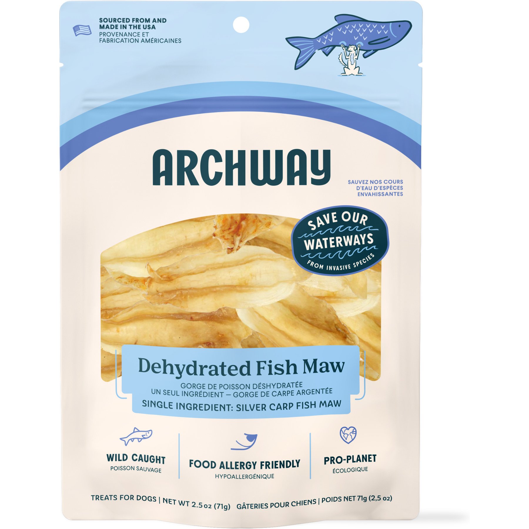 Archway Single Ingredient Silver Carp Fish Maw Natural Dog Chew Treat, 2.5-oz bag