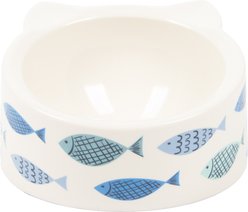 Kitty City Fish Print Food Storage Melamine Cat Ear Elevated Bowl, Small slide 2 of 9