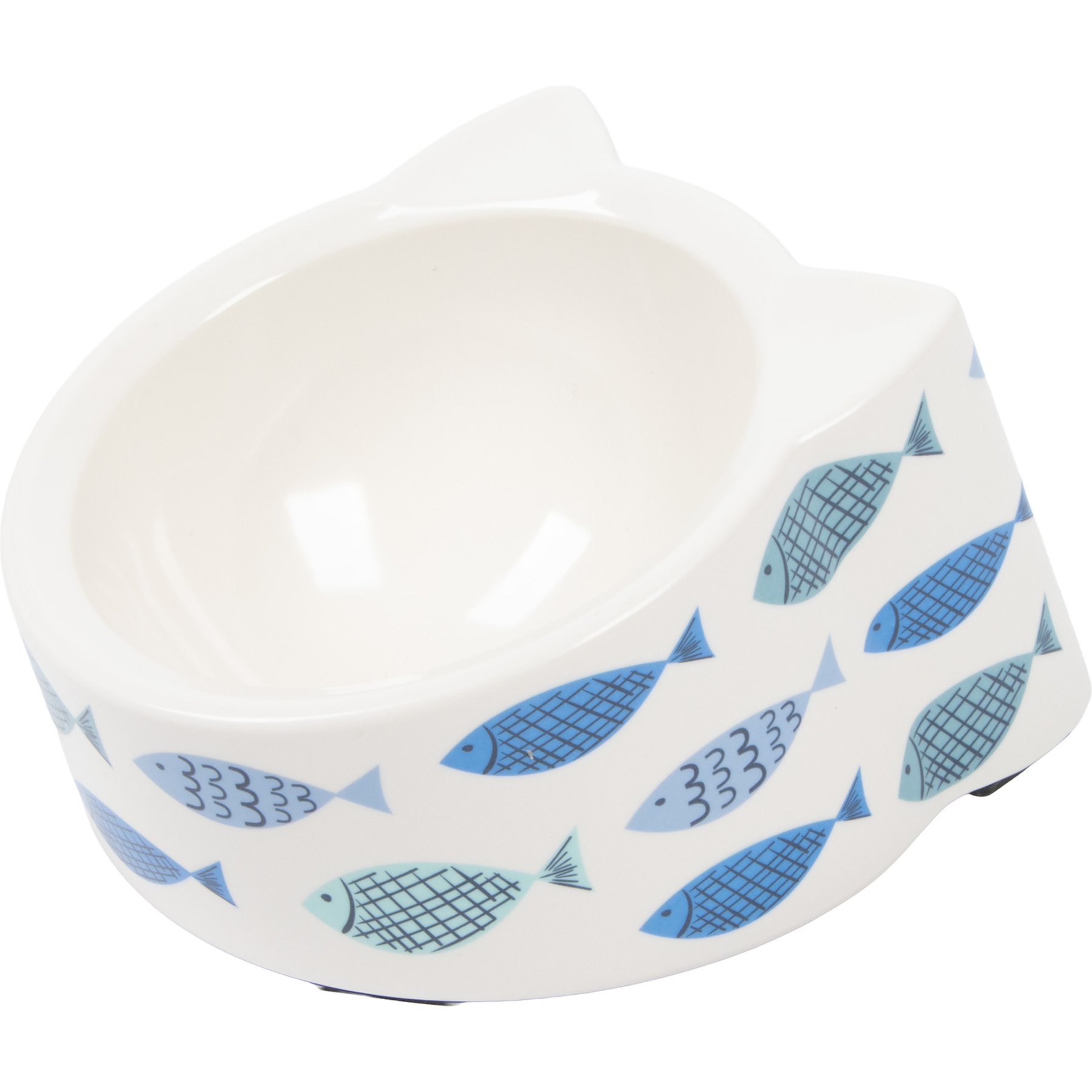 Kitty City Fish Print Food Storage Melamine Cat Ear Elevated Bowl, Small