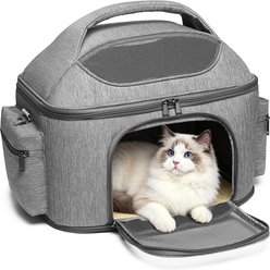 Halinfer Soft-Sided Durable Carry Handle Bag Dog & Cat Carrier Bag, Grey