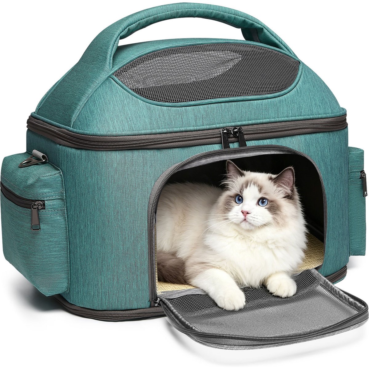 Halinfer Soft-Sided Durable Carry Handle Bag Dog & Cat Carrier Bag, Green