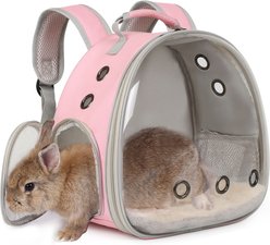 Halinfer Clear Bubble Hard Window Rabbit Carrier Backpack, 12.5-in, Pink