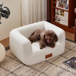 ATJafurn Modern Orthopedic Furniture Style Sofa Dog Bed with Leather Nameplate, White, Medium slide 1 of 9