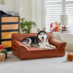 ATJafurn Mid Century Modern Orthopedic Furniture Style Sofa Dog Bed, Brown, Large