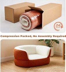 ATJafurn Semi-Wrapped Orthopedic Furniture Style Sofa Dog Bed, Orange, Large slide 2 of 9