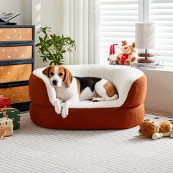 ATJafurn Semi-Wrapped Orthopedic Furniture Style Sofa Dog Bed, Orange, Large