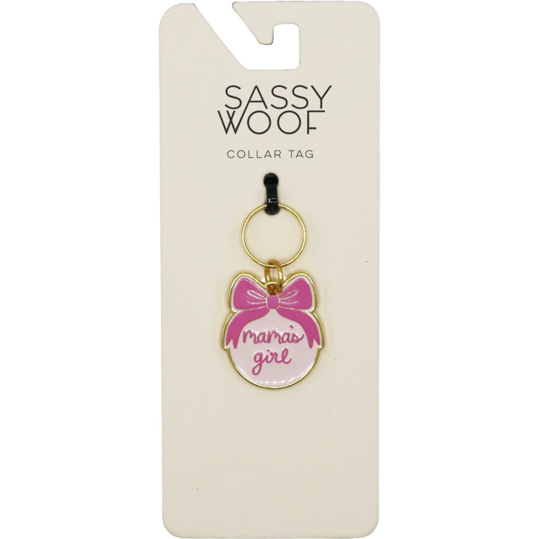 Sassy Woof Mama's Girl Collar Dog ID Tag, Light Pink