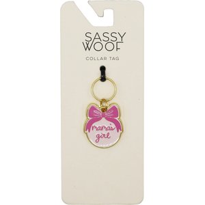 Sassy Woof Mama's Girl Collar Dog ID Tag, Light Pink