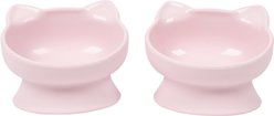 Kitty City Polypropylene Cat Ear Elevated Bowls, Pink, 10-oz, 2 count