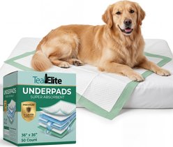 Teal Elite Ultra Absorbent Disposable Unscented Dog Pee Pads, White, 36 x 36-in, 50 count