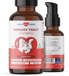Coco and Luna Cranberry Urinary Tract Health Liquid Supplement for Dogs, 2-fl oz bottle