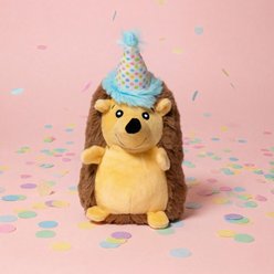 Bundle x Joy Celebration Hedgehog Squeaky Plush Dog Toy, Brown