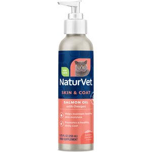 NaturVet Salmon Oil Savory Salmon Flavor Skin & Coat Supplement for Cats, 8.75-fl oz