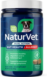 NaturVet Gut Health + Allergy Dual Action Hickory Bacon Flavor Supplement for Dogs, 60 count