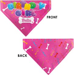 Buckle-Down Personalized Birthday Girl Balloons Bone Dog Bandana, Pink slide 2 of 6