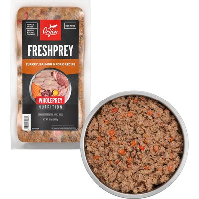 ORIJEN ORIJEN FRESHPREY Turkey, Salmon & Pork Recipe Grain-Free Frozen Dog Food, 16-oz pouch, case of 7
