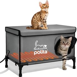 Polita Indestructible Insulated Weatherproof Heated Cat House, Dark Gray, Medium