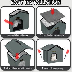 Rest-Eazzzy Weatherproof Insulated Self Warming Outdoor Cat House with Mat & Clip, Grey, Small, 1 count slide 2 of 8