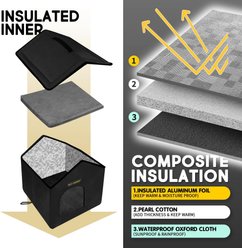 Rest-Eazzzy Weatherproof Insulated Self Warming Outdoor Canopy Cat House with Mat, Small, Black slide 2 of 8