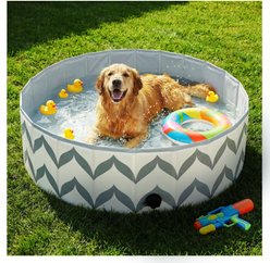 furrybaby Chevron Indoor & Outdoor Foldable Portable Kiddie Dog Pool, Medium, 39.3-in
