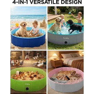 furrybaby Collapsible Foldable Dog Swimming Pool, Small, 32-in, Navy