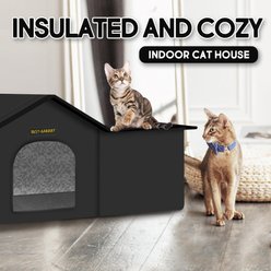 Rest-Eazzzy Weatherproof Insulated Self Warming Outdoor Cat House with Mat & Clip, Black, Medium, 1 count slide 2 of 7
